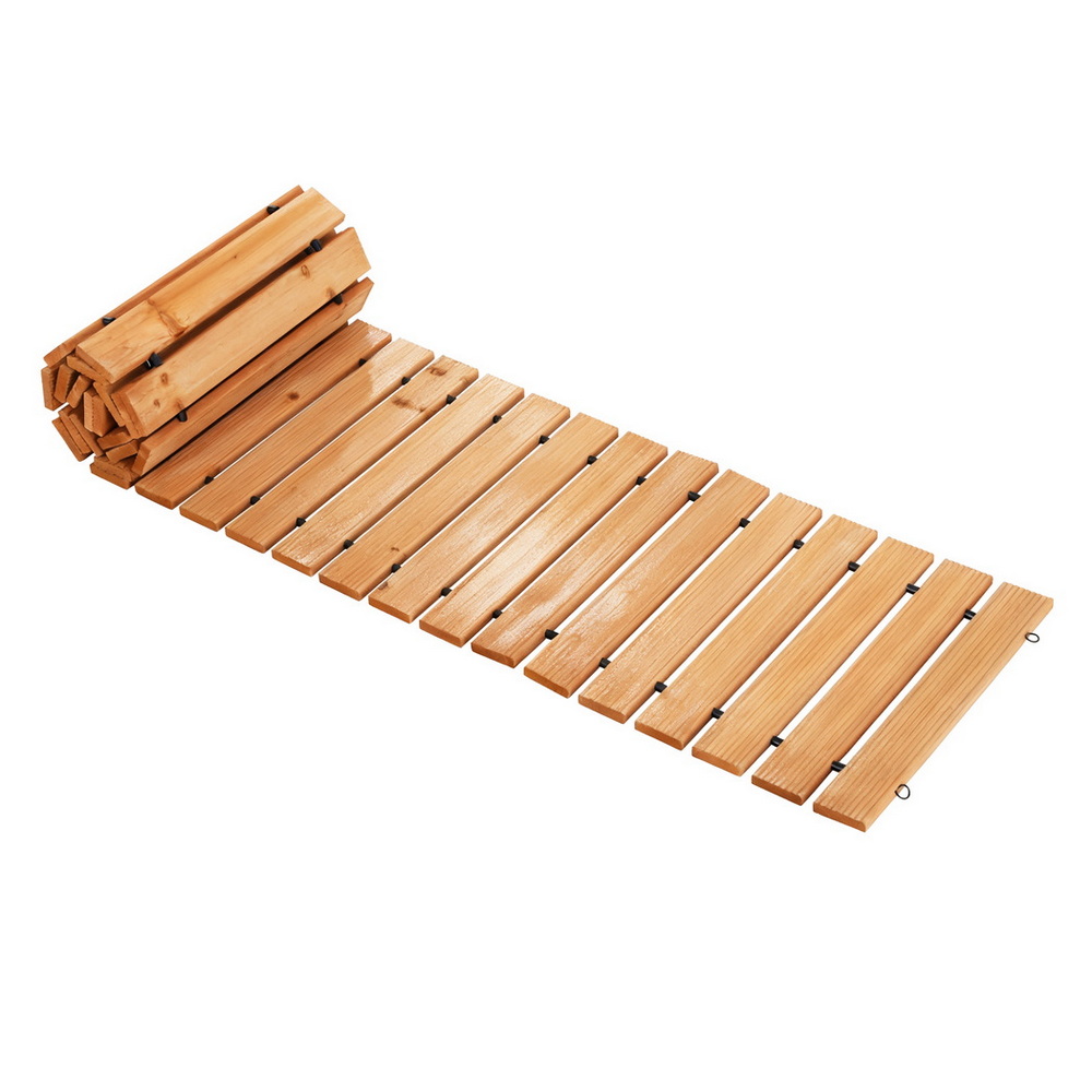 Gardeon 8FT Wooden Garden Pathway Roll-Out Straight Walkway Outdoor Backyard Brown โ image 4