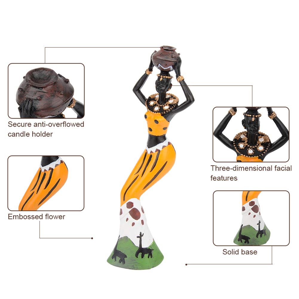 3pcs Vintage African Statue. Hand Sculpture African American Figurines. Exotic Tribal Lady African Art Piece for Home Decor — image 3