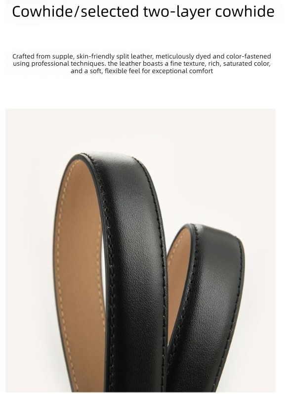 Womens Genuine Leather Belt Black 2.3cm Wide Gold Buckle Waist Strap for Jeans & Dresses Elegant Fashion Accessory โ image 4