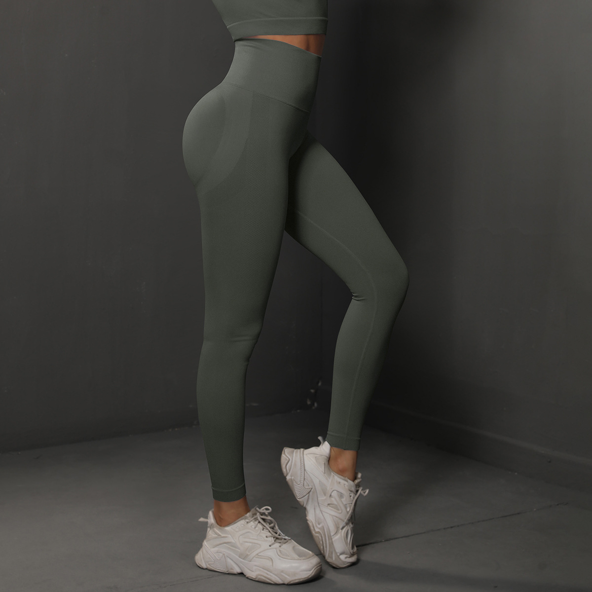 Size S Dark Grey Seamless High-Waisted Yoga Pants for Women - Lift Workout Leggings for Running, Gym, and Fitness โ image 3