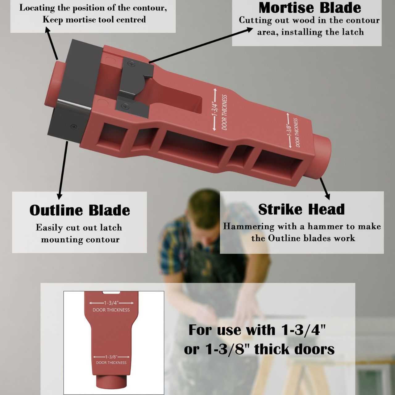 Door Latch Mortise Tool, Door Latch Installation Kit Help Remove Material to Install Door Latch for Clean, Accurate Professional Installation, Door Latch Tool — image 4