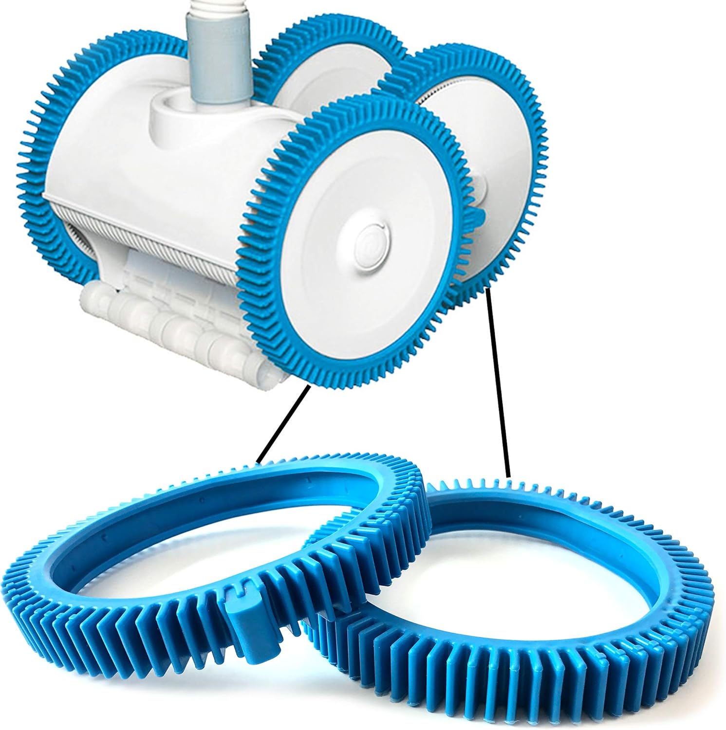 Pool Cleaner Front Tire and Rear Tire Combo Kit, Compatible with Poolvergnuegen Super Hump 896584000-143 and 896584000-082 (2-Pack Front & 2-Pack Rear) — image 3
