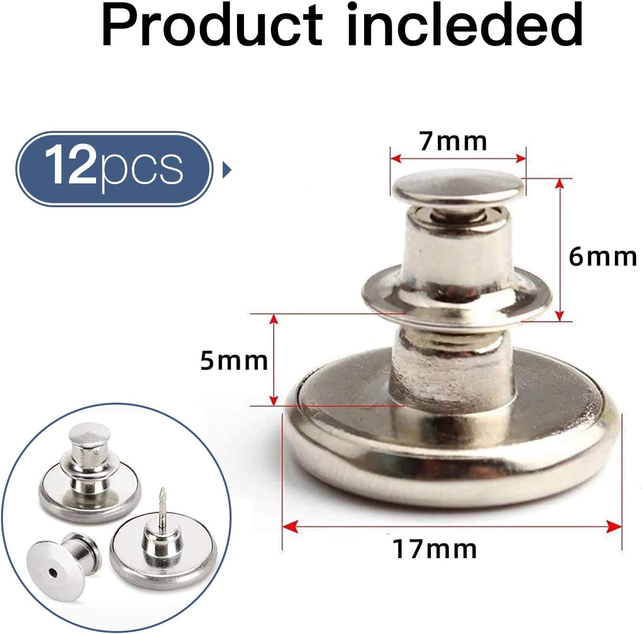 12 Sets Button Pins for Jeans, No Sew Jean Buttons Replacement,Removable Adjustable Instant Extender or Reduce Any Pants Waist (Silver) — image 4