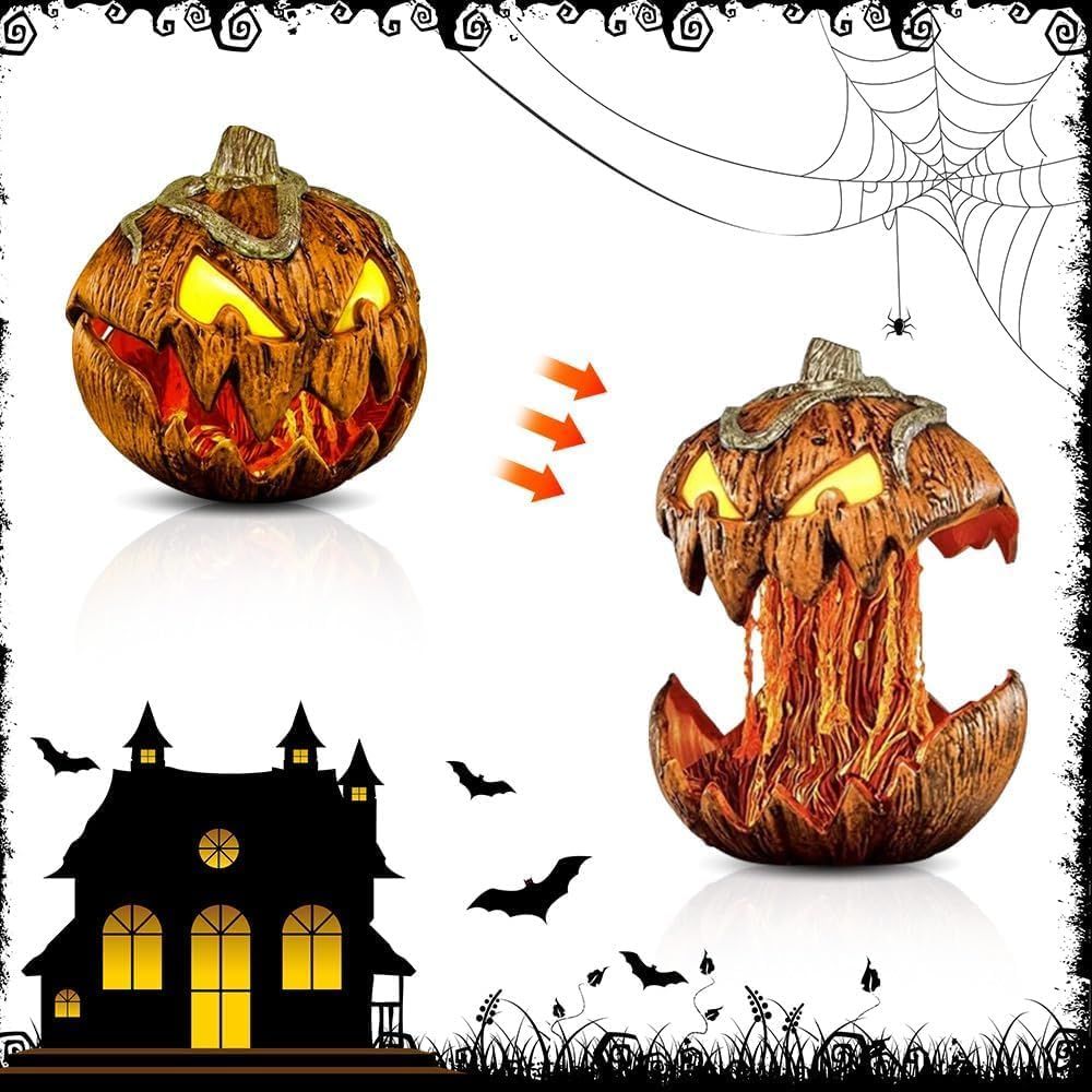 Halloween pumpkin lighting decoration, with a talking mouth expandable retro Halloween pumpkin indoor and outdoor decoration — image 3