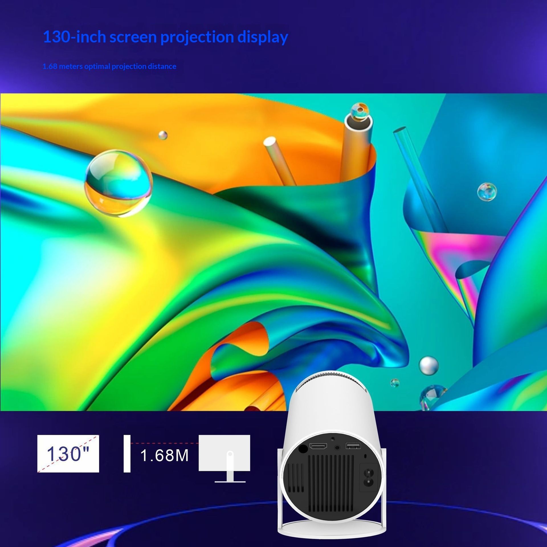 Mini Projector Smart Portable Projector with 180° Rotation, Auto Keystone, Support 1080P, Compatible with HDMI/USB — image 4