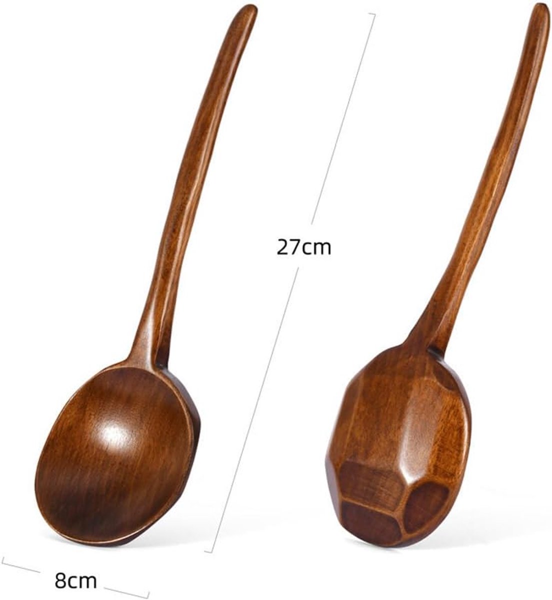 Wooden cooking spoons - 1 piece, 27 cm long spoons - For stirring, tasting, and turning food - Large wooden cooking spoons - Suitable for cooking and crafting — image 5