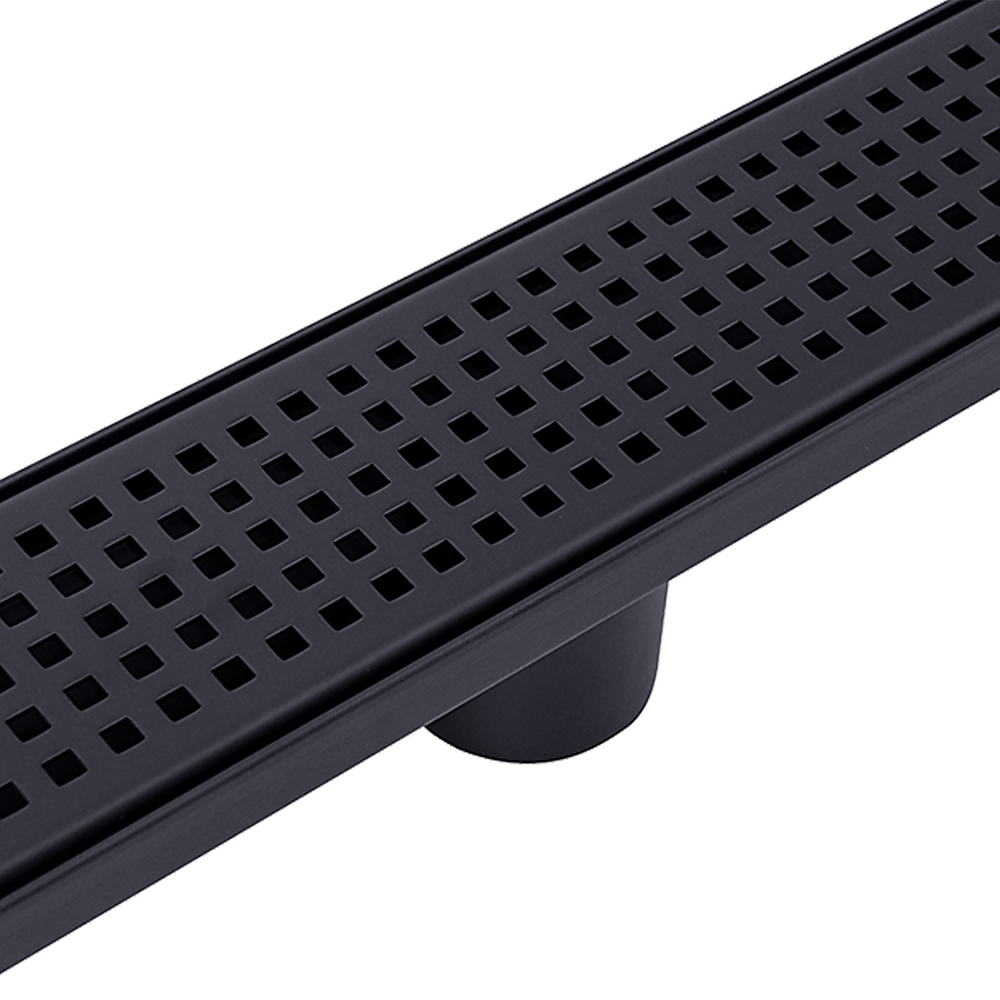 1200mm Bathroom Shower Black Grate Drain w/Centre outlet Floor Waste Square Pattern โ image 4