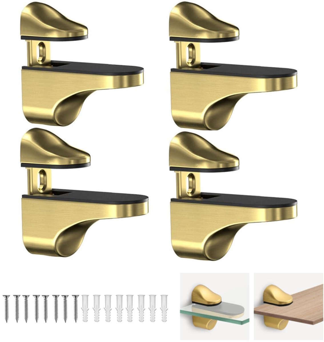 pieces - Glass clamp - Glass shelf brackets - adjustable - glass shelf bracket - fishmouth glass clip - wall mounting bracket - zinc alloy - furniture