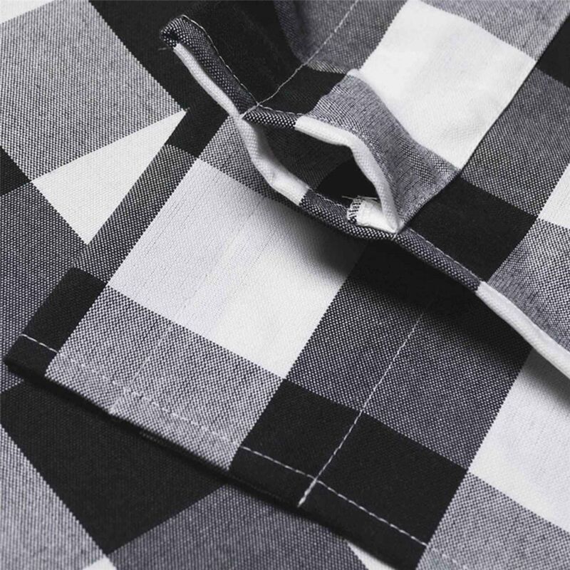Checkered Kitchen Curtain Farmhouse Style 3-Pack Window Decoration in Black and White — image 5