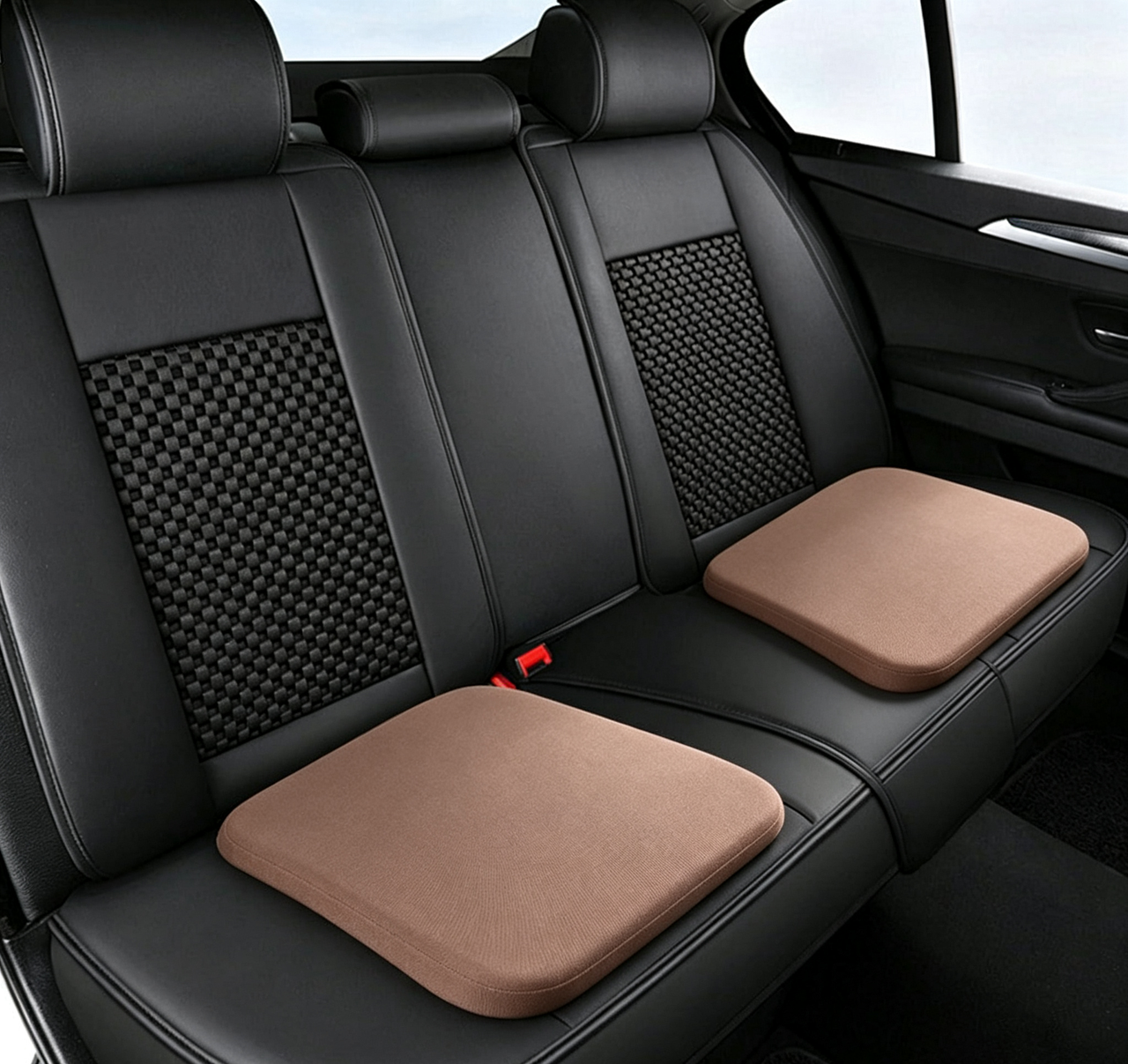 Crystal velvet seat cushion, ergonomic memory foam seat cushion, suitable for cars, comfortable and relieves tailbone pressure-brown 45 × 45 × 4.5cm — image 4