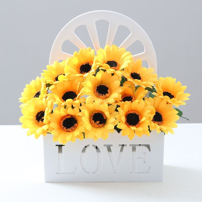 Artificial Sunflowers Wall Hanging Flowers Simulation Flower Basket Living Room - Multi-color - Size 23 — image 3