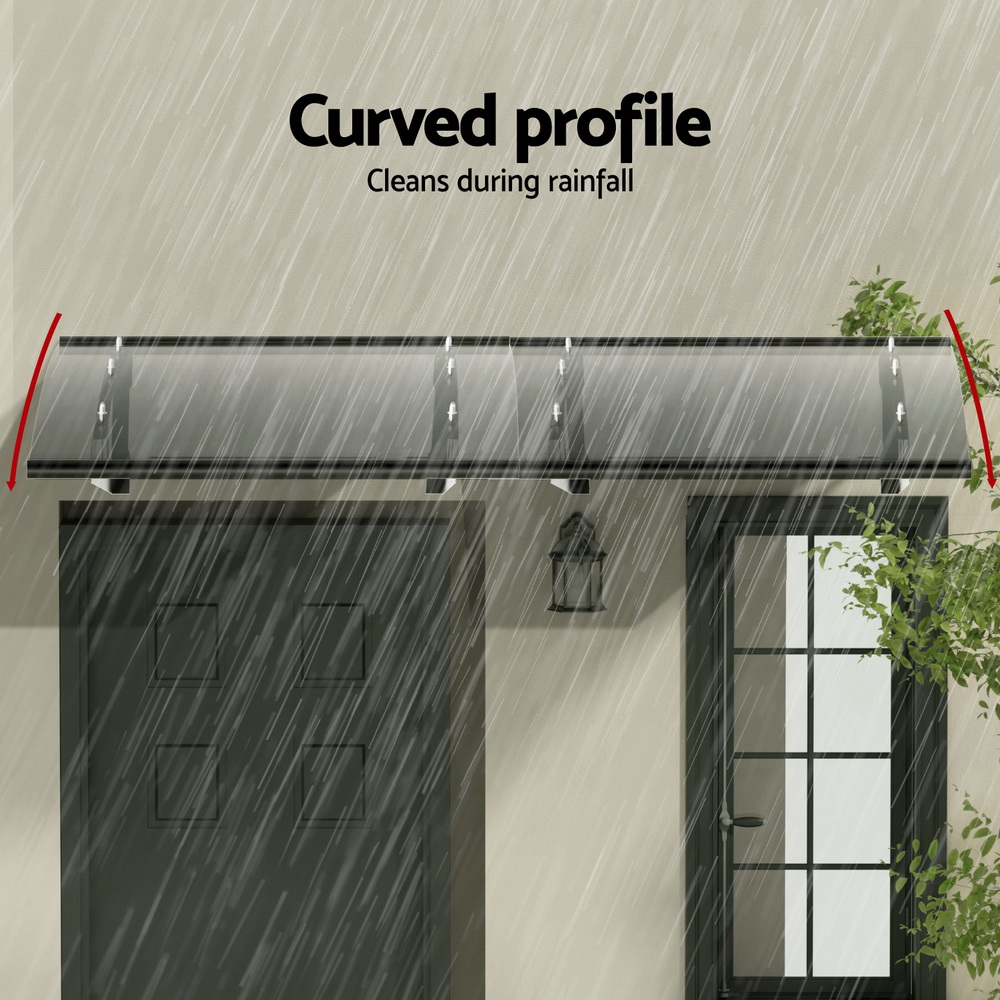 Instahut Window Door Awning Canopy 1mx2m Grey Solid Sheet Metal Frame โ image 5