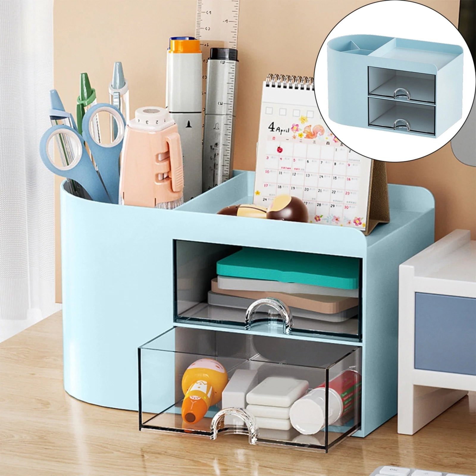 Rectangular Empty torage Box, Plastic Pencil Case, Clear Storage Container for Pencil,Crayon,Sticker,Cosmetics, 1 Pcs, 5.24x2.44x0.98 7.08x3.74x4.13 White โ image 2