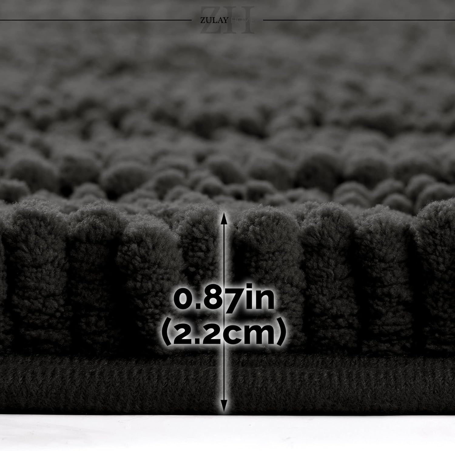 Soft Shaggy Bathroom Rug - Ultra Absorbent Bath Mat - Microfiber Thick Bath Rug for Bathroom, Under The Sink, Bedroom, Shower (Black, 20"x30") — image 3