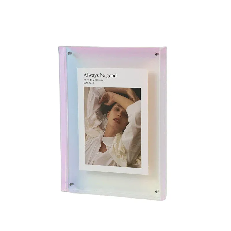 Acrylic Photo Frame Double-Sided Clear Display with Screw Mount โ 16x21cm - Colorful