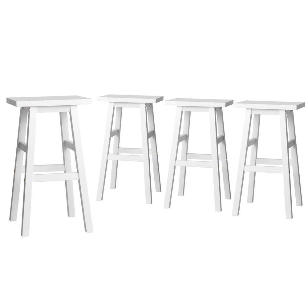 Artiss 4x Bar Stools Kitchen Chairs Wooden White โ image 3