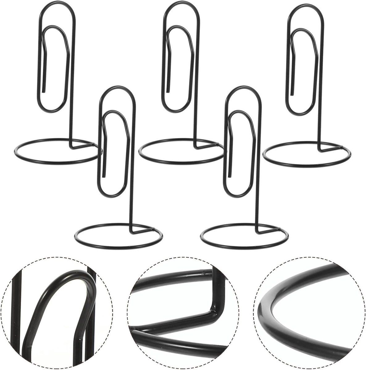 5-Pack Black Paperclip Memo Holders, Large Wire Note and Photo Stands for Desks โ image 5