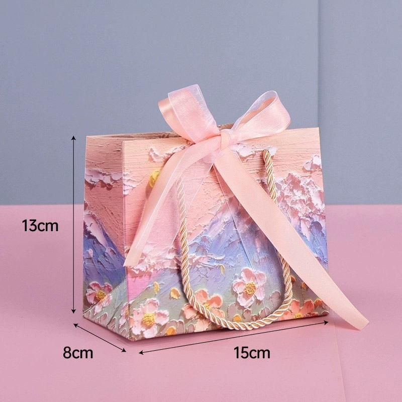 10pcs Oil Painting Gift Paper Bags for Birthday and Holiday Gift Packaging Tote - L โ image 4