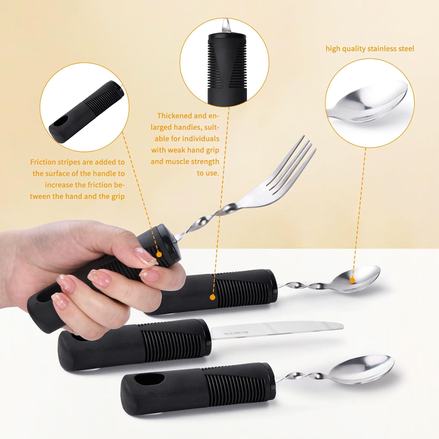 Foldable cutlery - Four-piece cutlery set - Weighted cutlery for hand tremors - Weighted silverware for Parkinson's disease patients - Arthritic hands — image 4
