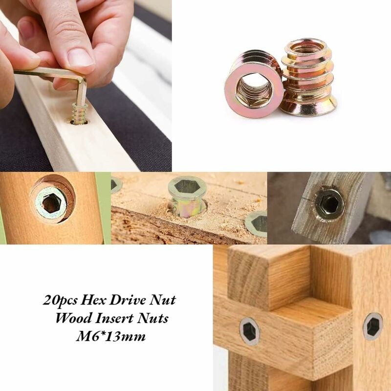 Pack Of 20 pcs M6/M8/M10 Zinc Alloy Threaded Hex Nut, Zinc Alloy Insert Nuts Assortment (M613Mm) — image 3