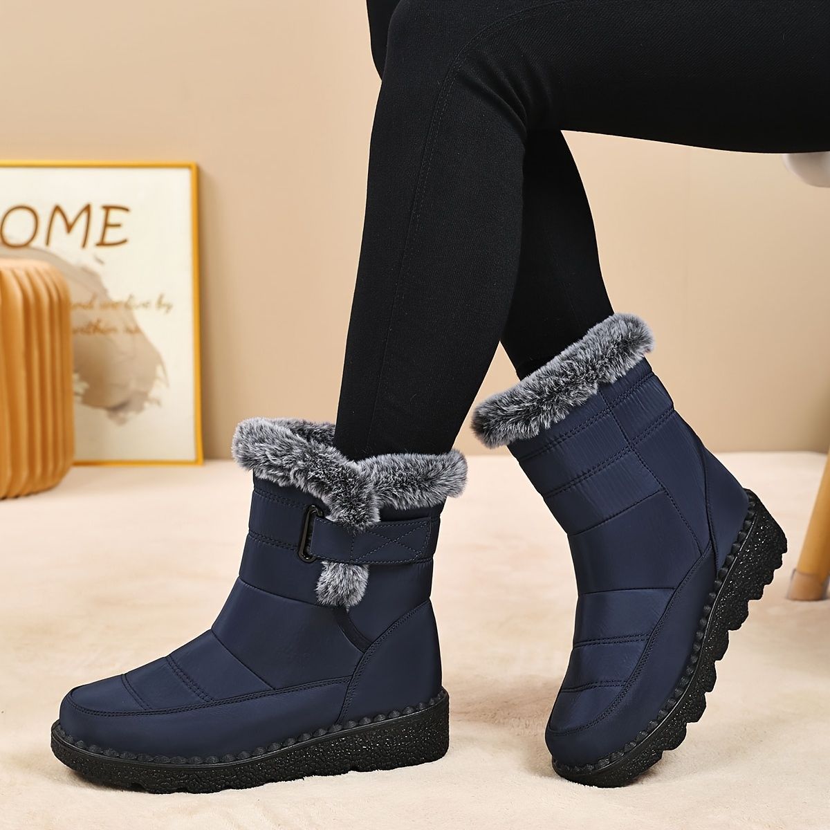 Women's Faux-Fur Trimmed Snow Boots - Red - Size 12(AU12/EU40) โ image 5