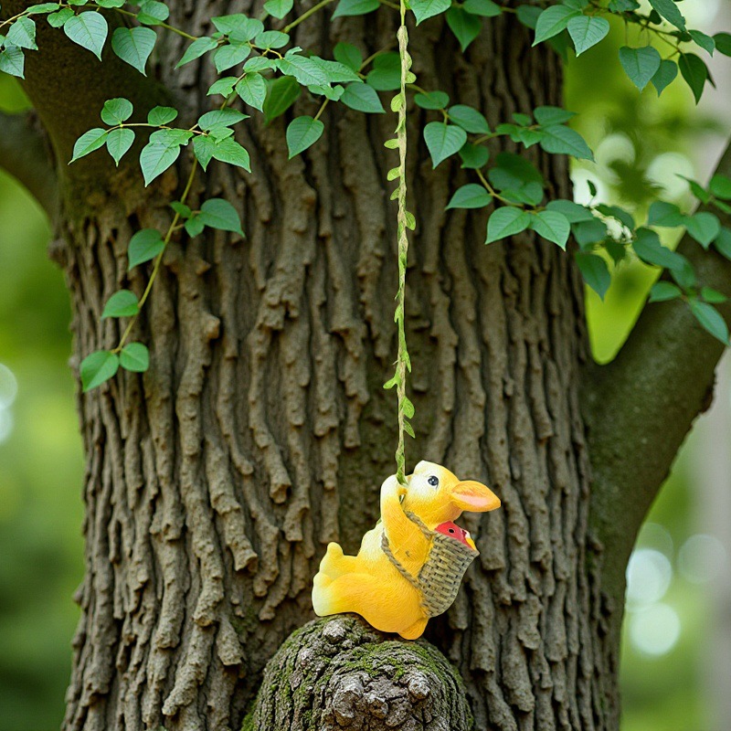 Weatherproof Resin Climbing Rabbit Figurine with Hanging Vine Rope for Garden Tree Decor Cute Animal Pendant for Local Standard Courtyard Spaces โ image 2