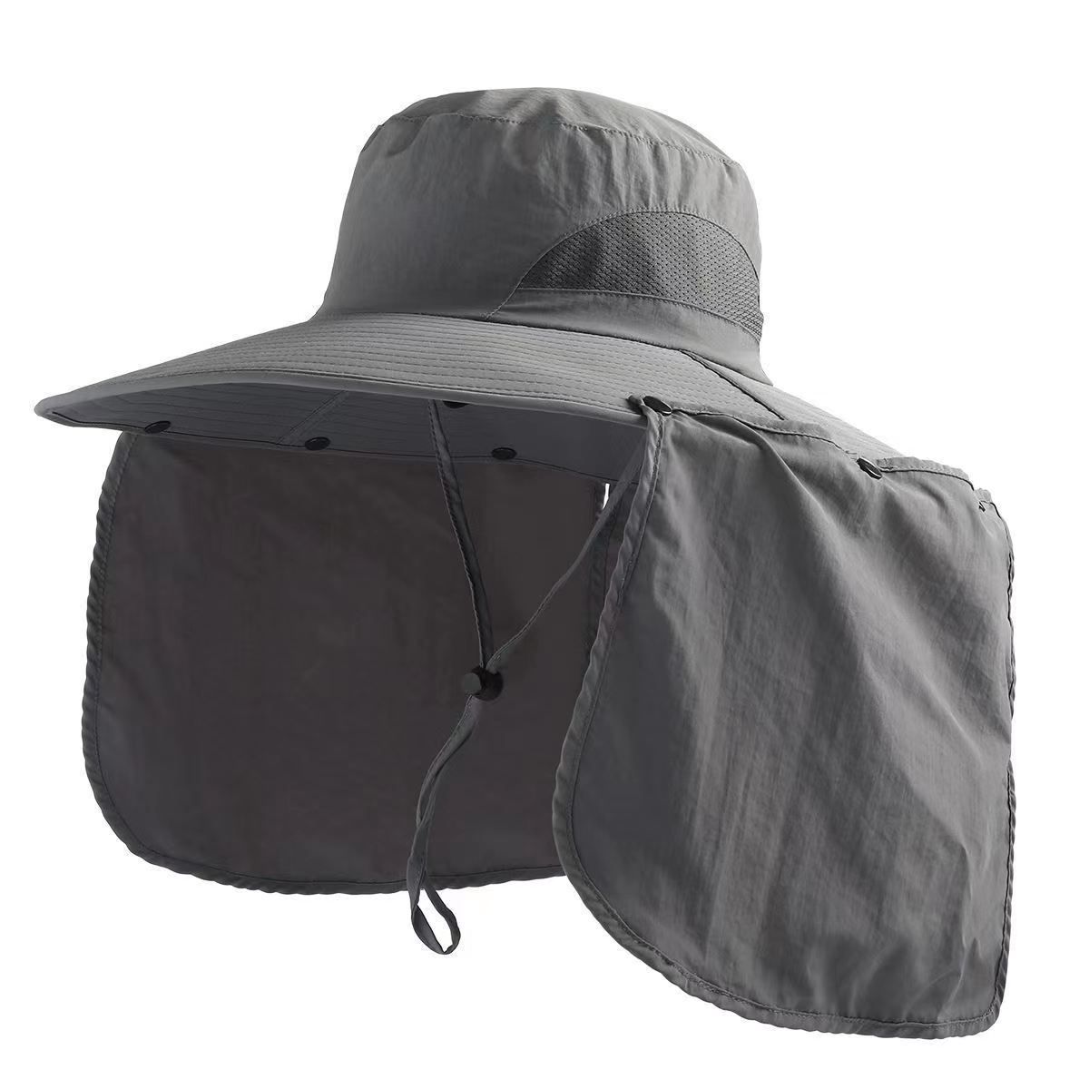Women Wide Brim Face Mask Sun Hat Detachable Neck Face Flap Ponytail UV Protection Visor Hat Garden Fishing Hiking
