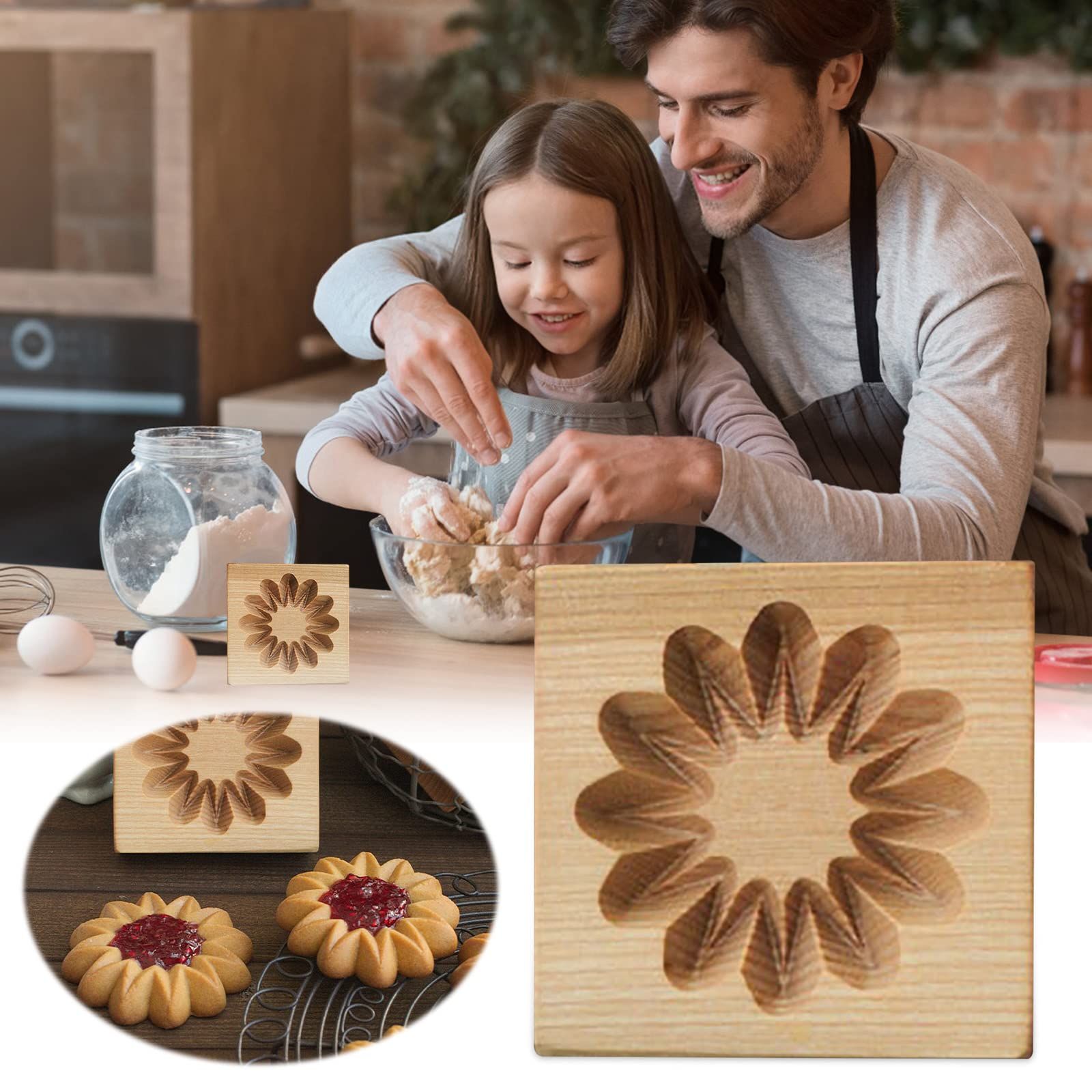 Wooden Cookie Biscuit Mold, 3D Baking Mold, Embossing Craft Decorating Baking Tool, Kitchen DIY ( 10 * 2) — image 2