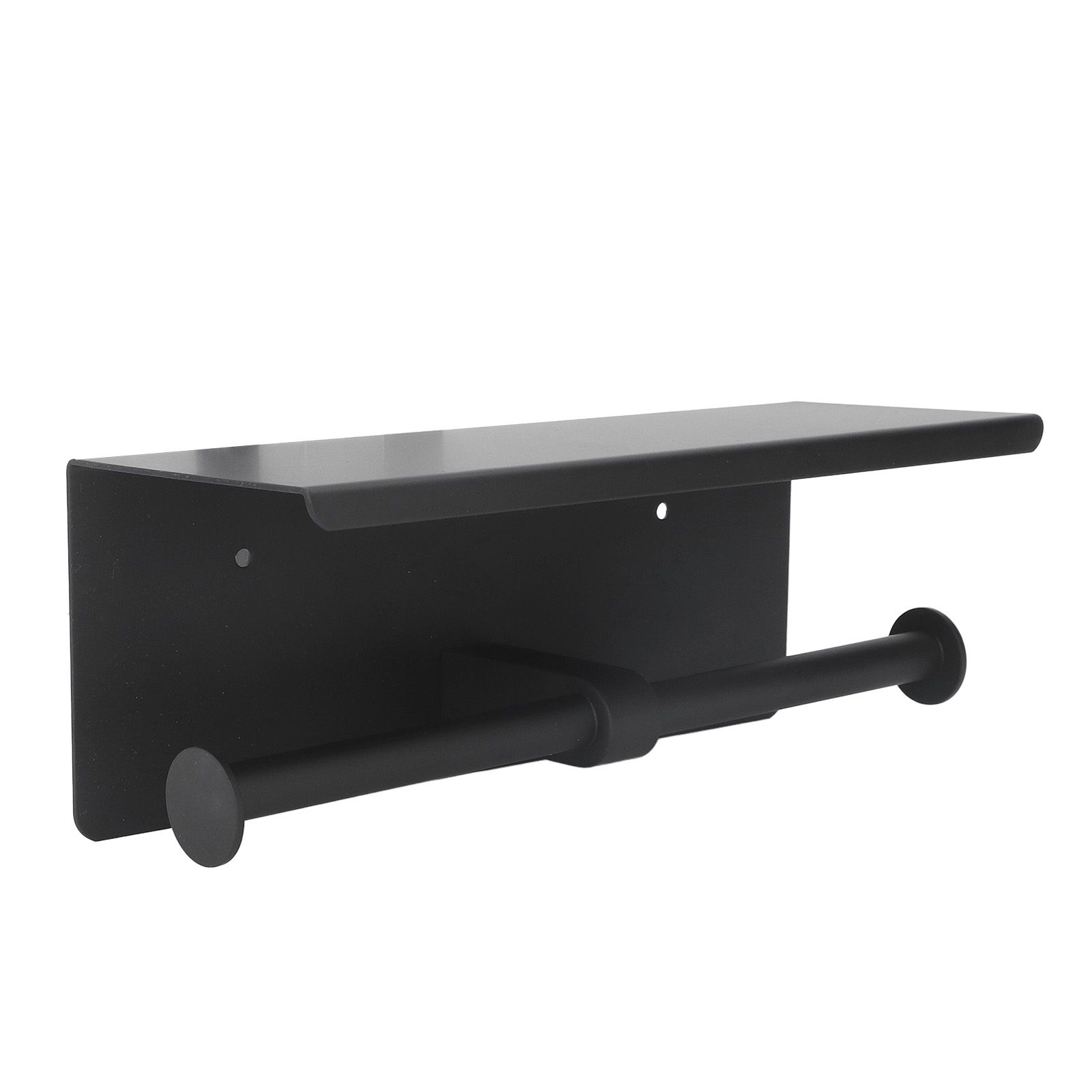 Stainless Steel Toilet Paper Holder with Shelf Self Adhesive Punch Free Toilet Paper Shelf Roll Holder for Bathroom K10 Black โ image 5