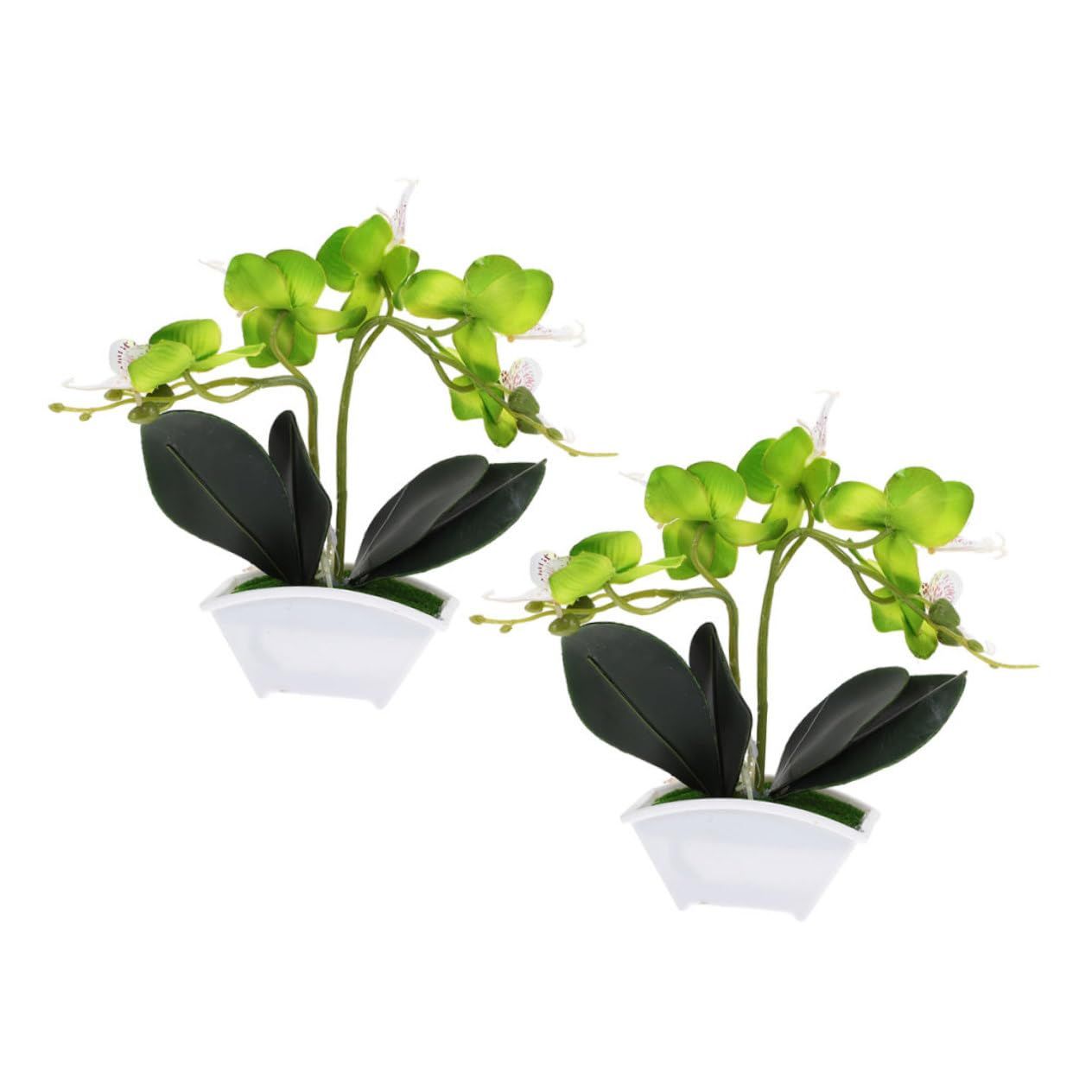 2pcs Simulation Phalaenopsis Lifelike Potted Flower Faux Potted Flower Small Fake Bonsai Ornaments Simulated Potted