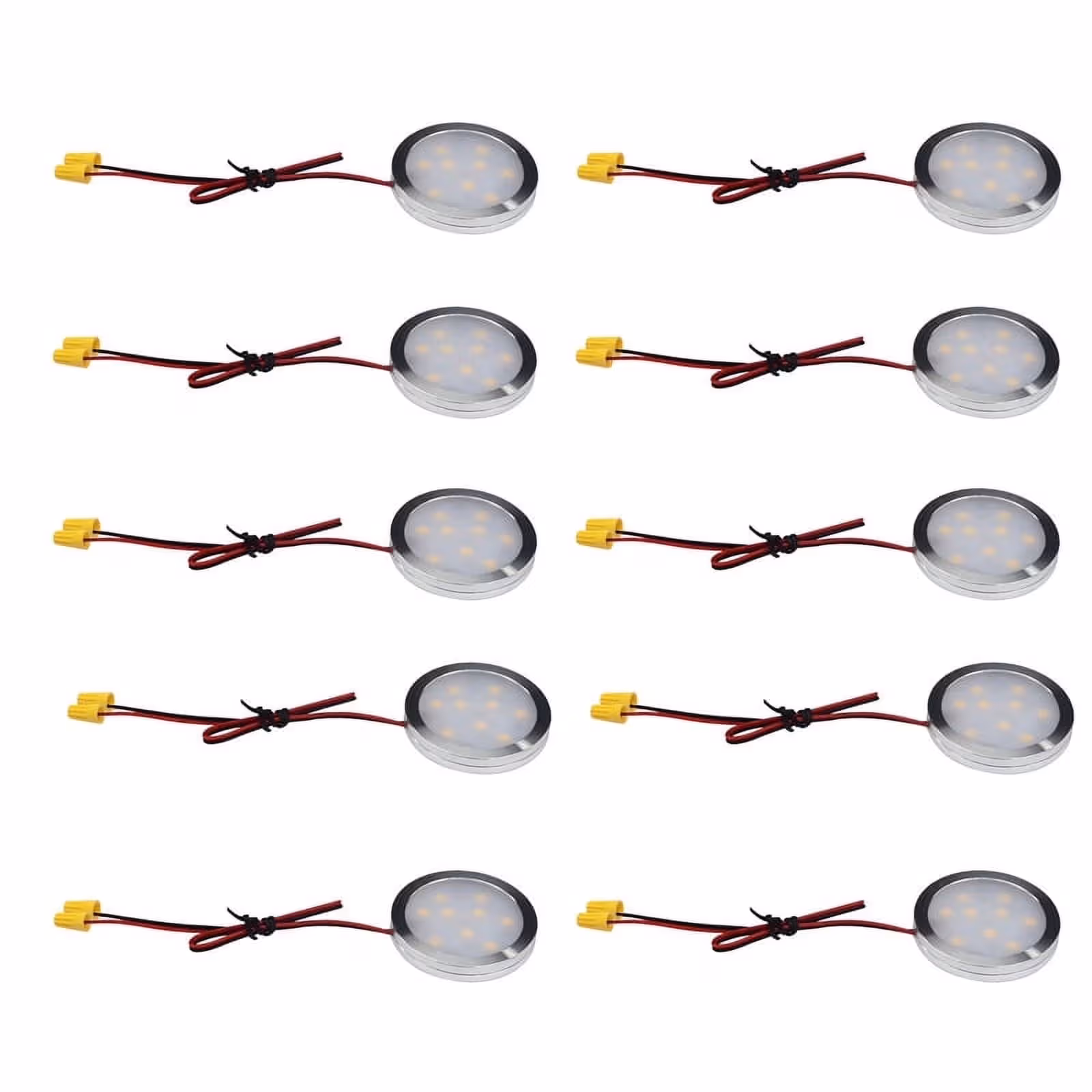 Under Cabinet LED Puck Lights, Slim Aluminum Round Flat LED Lights 2W 12V DC Hardwired 30cm Wire, Warm White 2700K, Ideal for Kitchen Counter, Closet, RV
