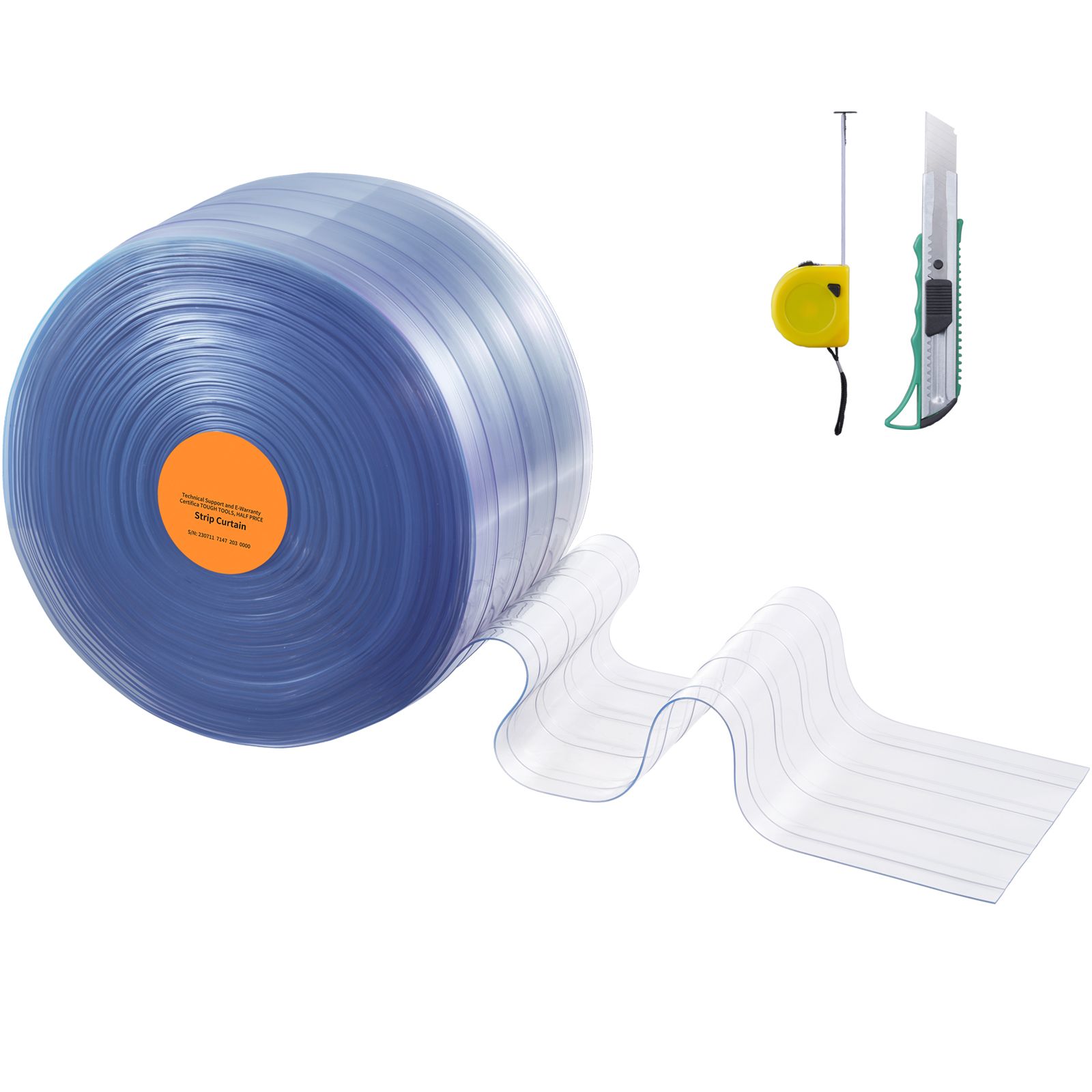 Strip Curtain, 3048 cm L x 30.5 cm W x 3 mm Thickness, Clear Ribbed PVC Curtain Strip Door Bulk Roll, Plastic Door Strips for Doorway of Supermarket, Garage