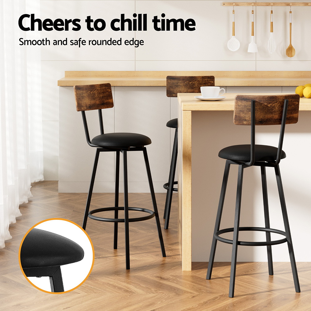 Artiss 2X Industrial Bar Stools Upholstered Counter Chairs Steel Frame Anti-Scratch โ image 4