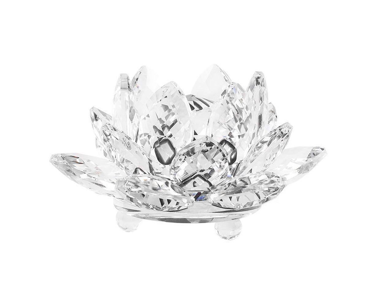 Artificial Quartz Crystal Lotus Flower Figurine Wedding Party Decor Souvenir-White