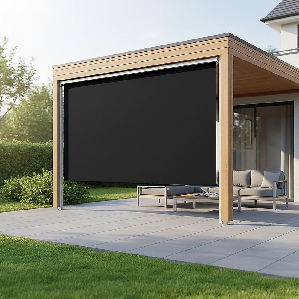 Straight Drop Awning – 3 × 2.5m Black Retractable Patio Screen — image 2