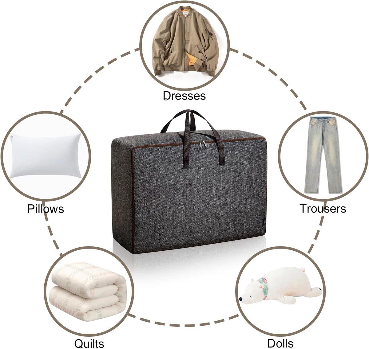1 large zippered storage bag, Oxford fabric storage bags, Transport bags, Other under, bed storage bags for bedding, grey โ image 2