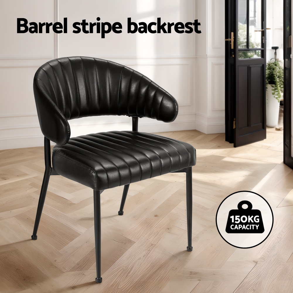 Artiss Dining Chairs Set of 2 Leather Hollow Armchair Black — image 4