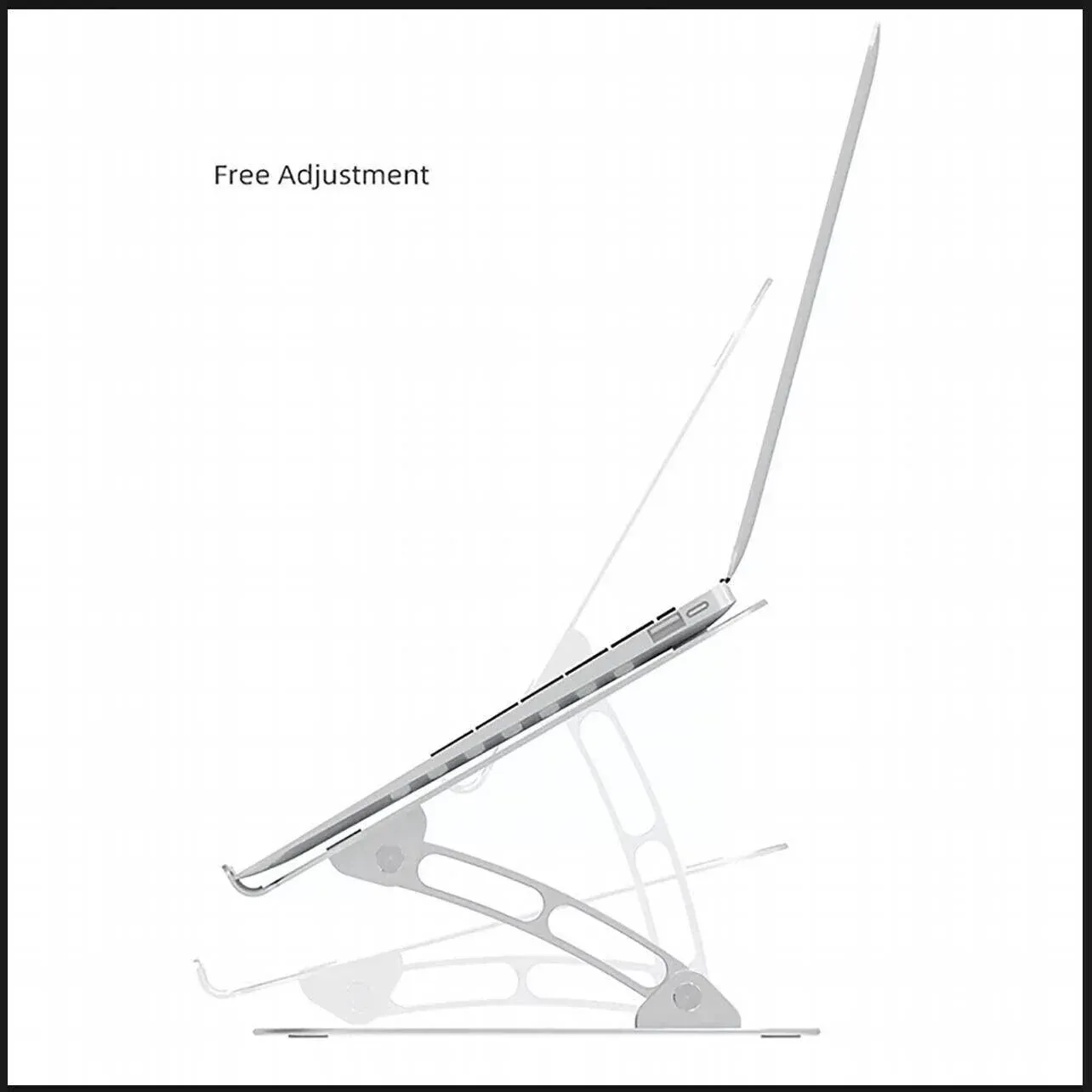 Adjustable Folding Aluminum Stand Ergonomic Design Portable Laptop Stand Holder - Dark Grey — image 5