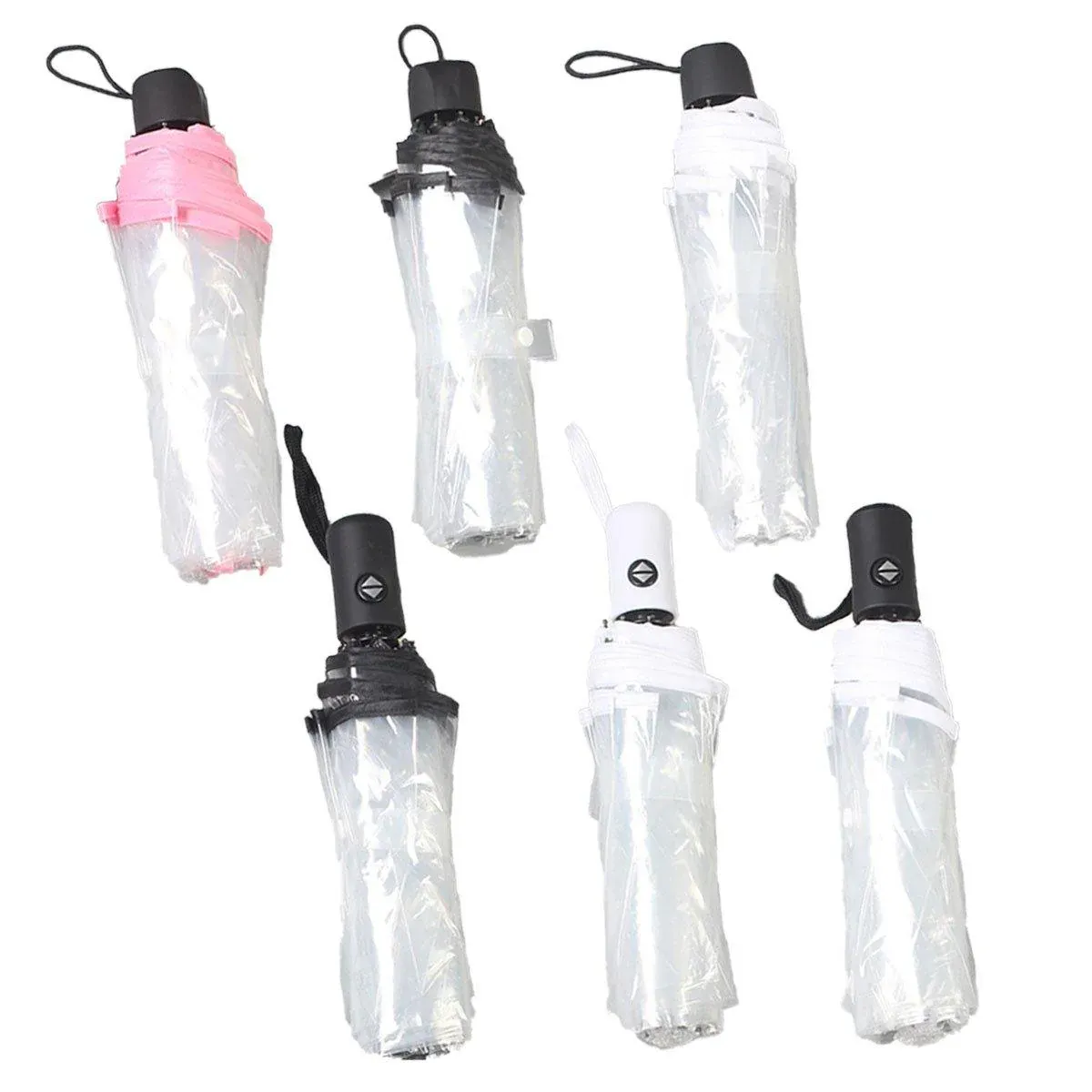 Transparent Folding Umbrella Compact Tri Fold Design Clear Rain Protection Cover - Automation-Black — image 3