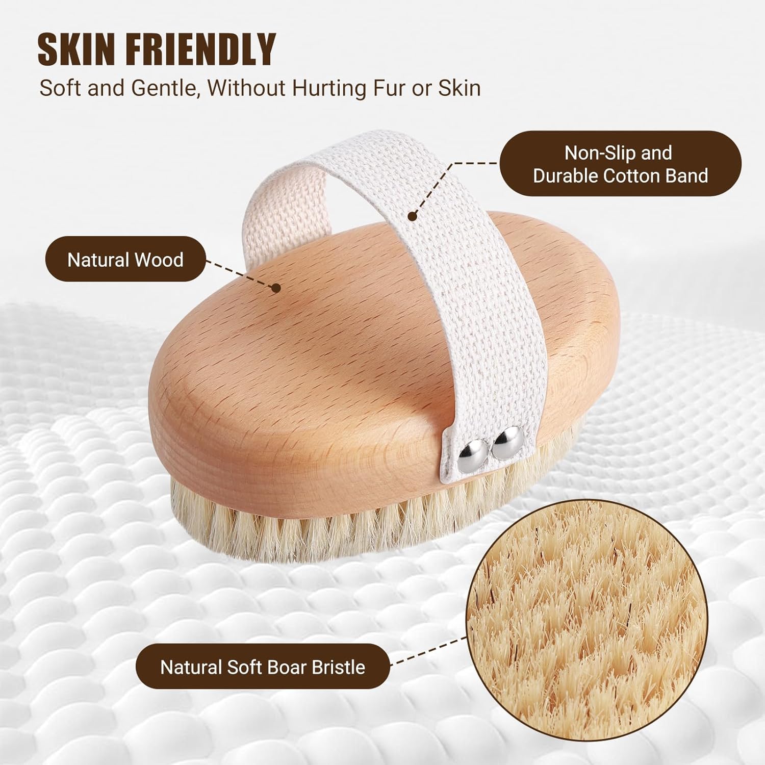Soft Boar Bristle Pet Palm Brush for Short Haired Dogs and Cats with Band, Reduce Shedding, Ergonomic Dog Brush, Easy to Hold and Reduces Stress On Your Wrist — image 4