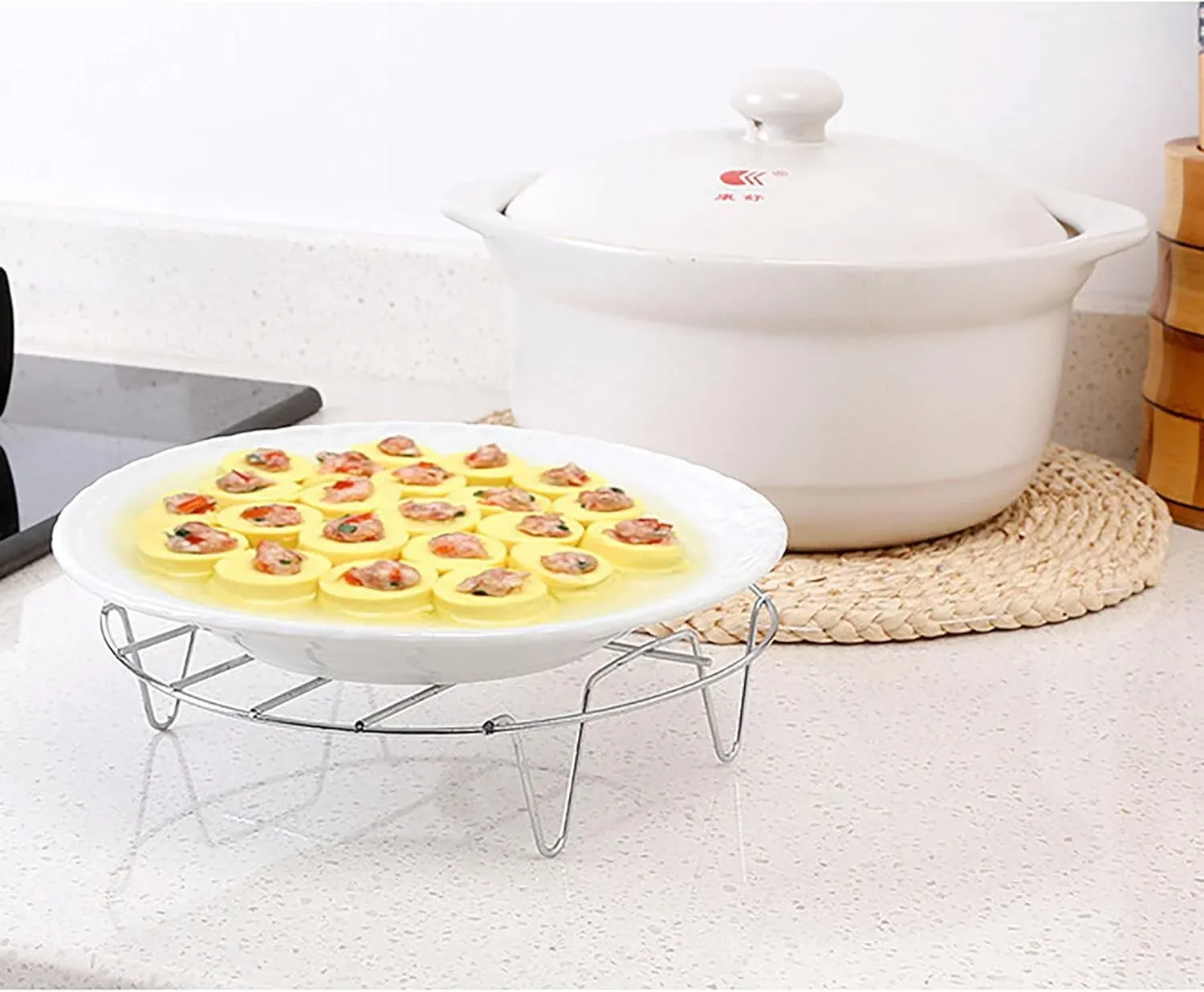2 Pcs Stainless Steel Steaming Rack Set, Round Trivet Cooling Stand for Pot Pressure Cooker, 5.9 Inch โ image 5