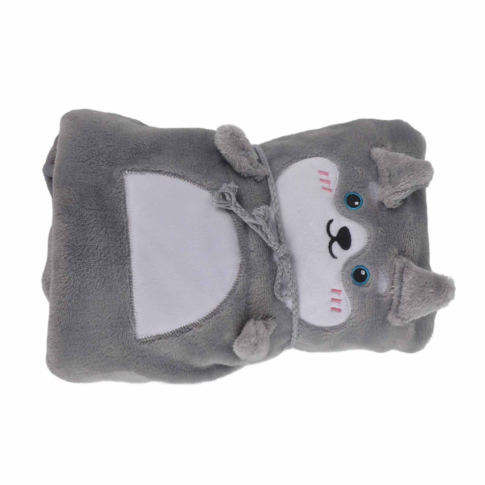Flannel Blanket Cute Animal Shape Soft Skin Friendly Portable Nap Blanket for Sofa Bed Office Dormitory Husky 80 × 100cm / 31.5 × 39.4in — image 2