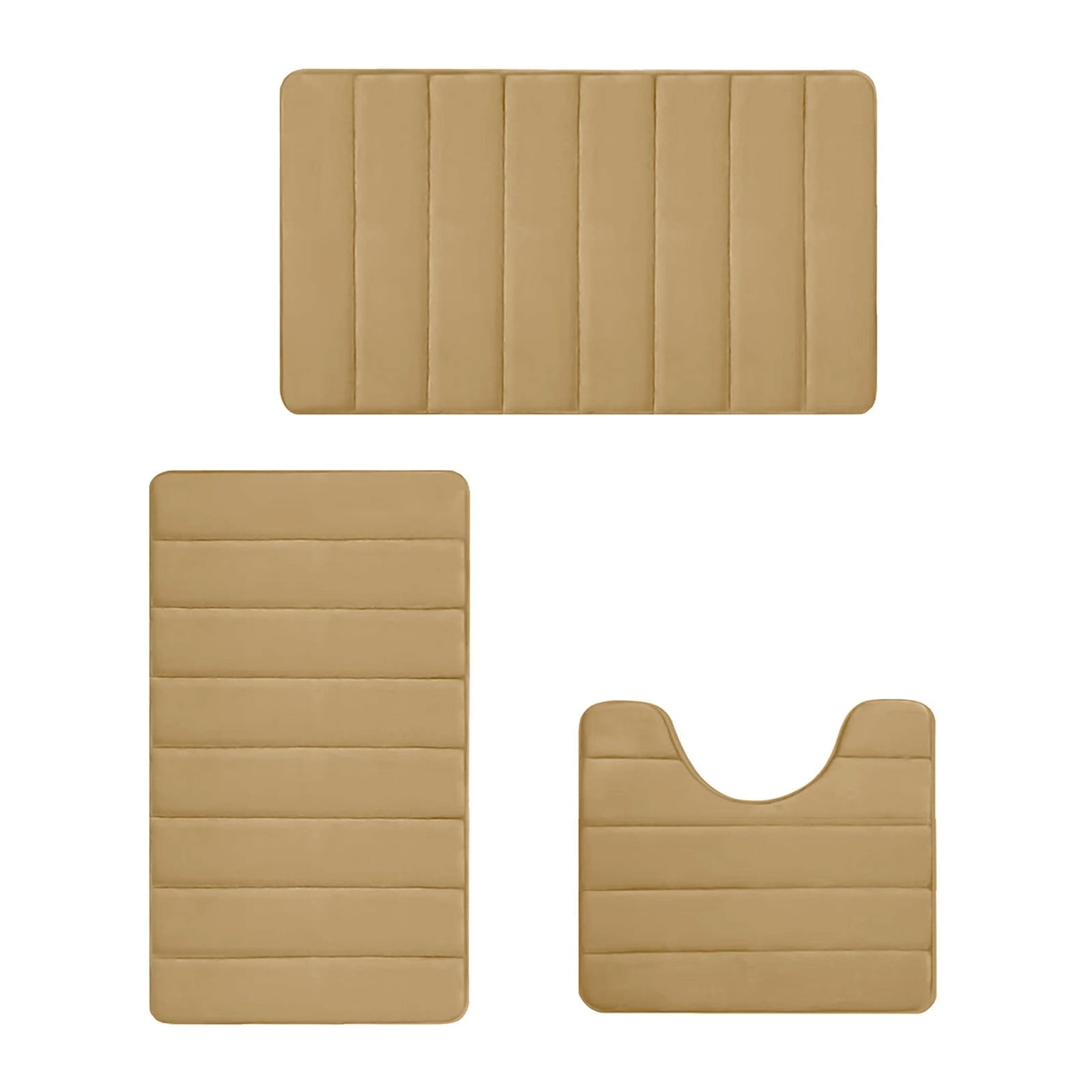 Memory Foam Toilet Rug, Non-Slip Bathroom Rugs, Toilet Rugs U Shaped Washable, Commode Contour Rug, Soft Comfortable Super Water Absorption #3_Khaki β image 2