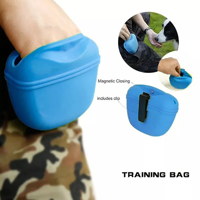 Dog Training Treat Bag Silicone Pet Pouch with Clip Waist Belt Snack Holder - Grey — image 6