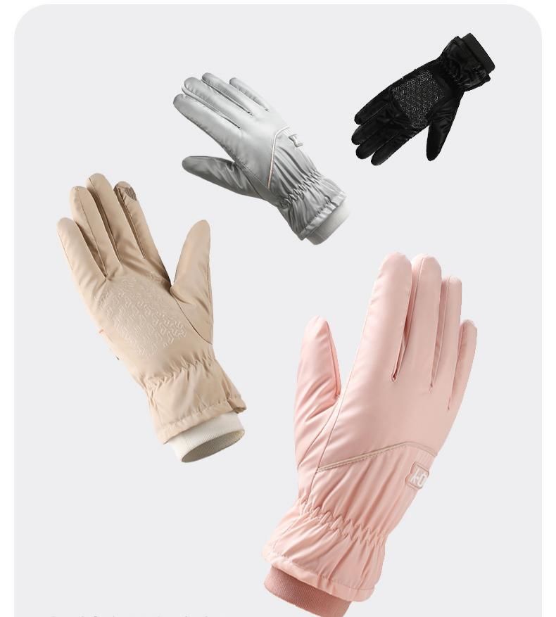 2 Pairs Thermal Gloves,Fleece Lined Lace - Light Pink — image 4
