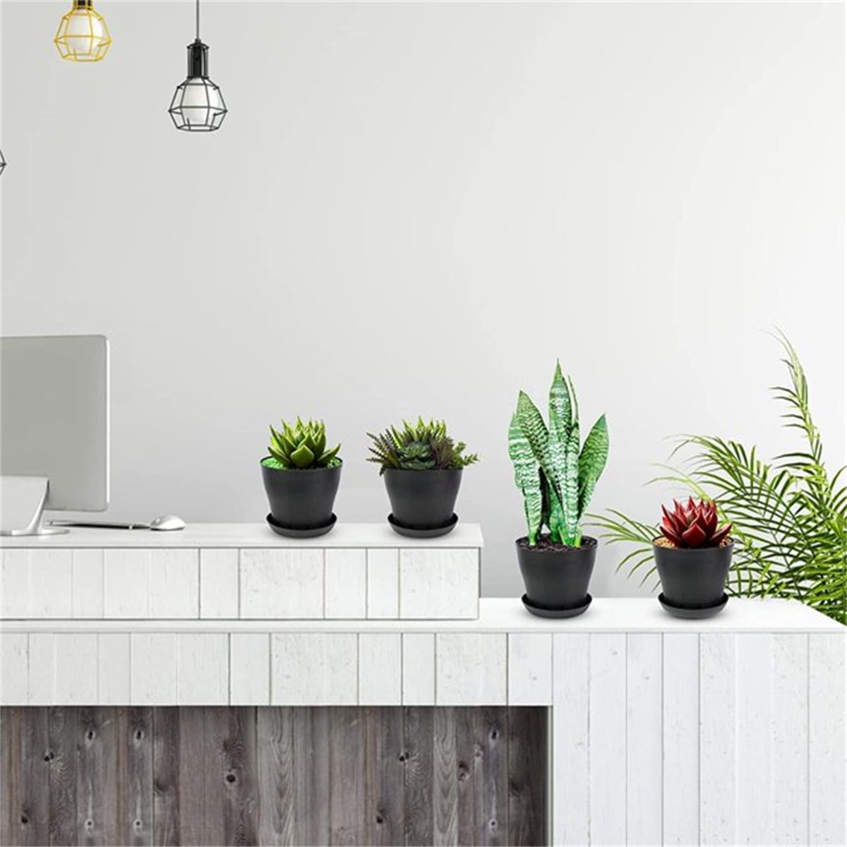 Pots for Plants, 8 Pack 4.8 inch Plastic Planters with Multiple Drainage Holes and Trays - Plant Pots for All Home Garden Flowers Succulents (White) โ image 6