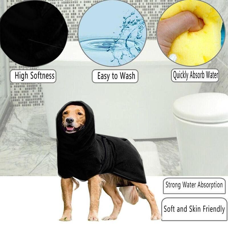 Dog Puppy Hoodies Jacket Solid Coat Pet Winter Soft Warm Clothes S-5XL Black - S — image 3