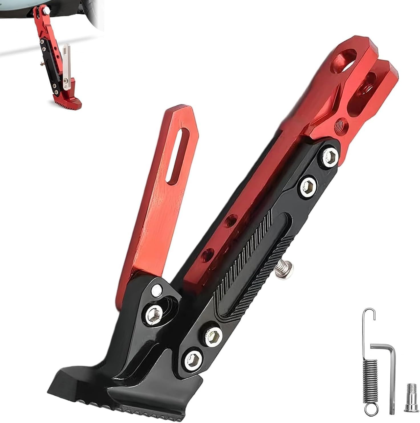 Motorcycle Kickstand, Anti-slip Height Adjustable Side Stand, Cool Anti-rust Modified Parking Foot Support, Universal Exterior Accessory for Scooter โ image 2