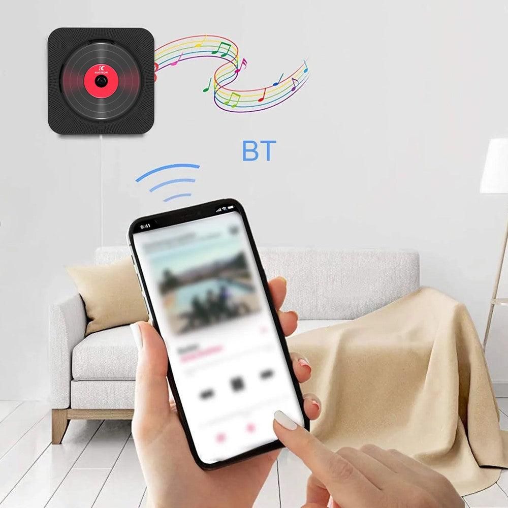 Wall-Mount Bluetooth CD Player LCD Display Music Player Home Audio Boombox Black — image 2