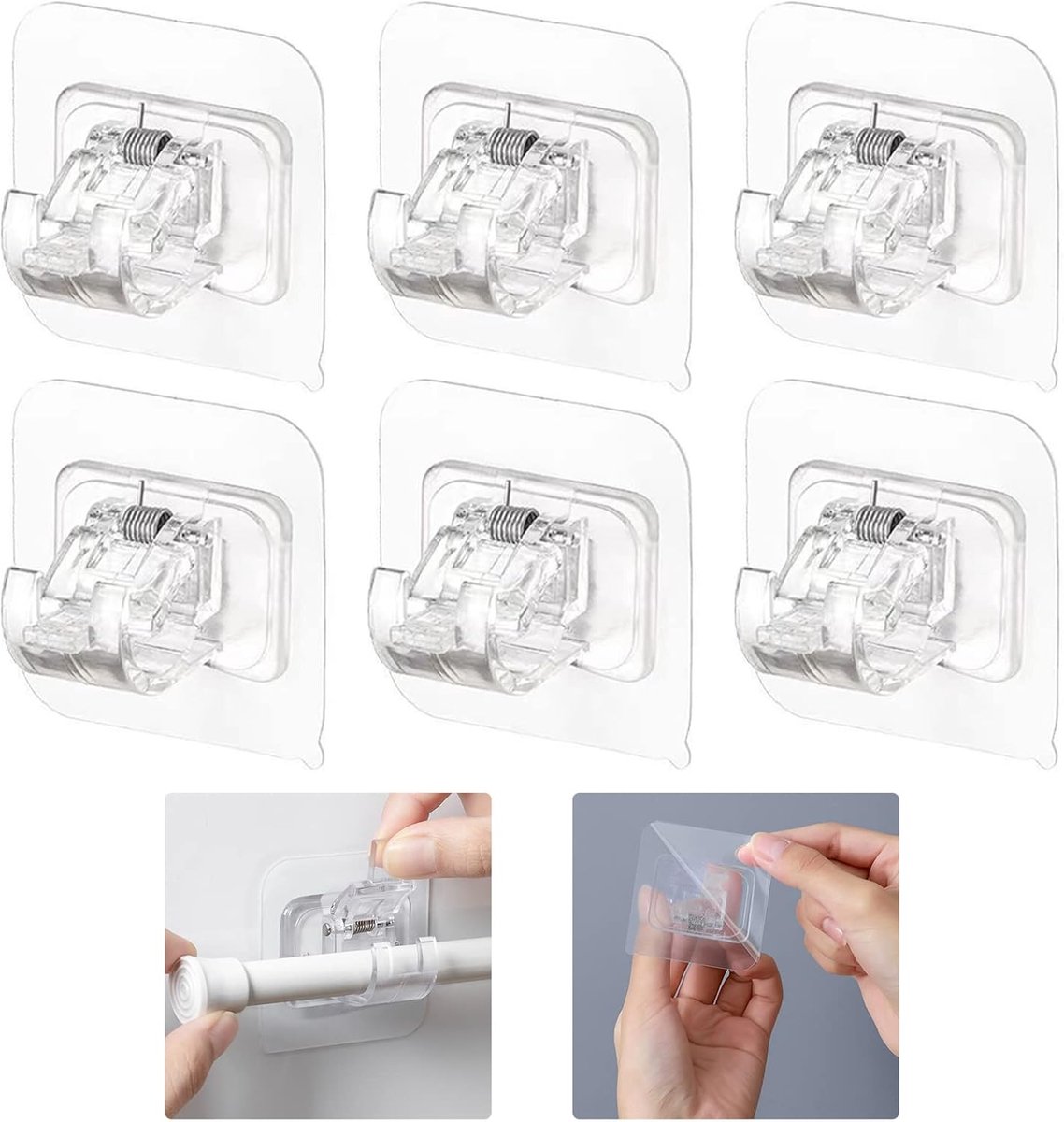 6 pieces - Curtain rod hook - 6*6 cm - drill-free curtain holders - self-adhesive curtain rod holders - drill-free curtain hooks - curtain
